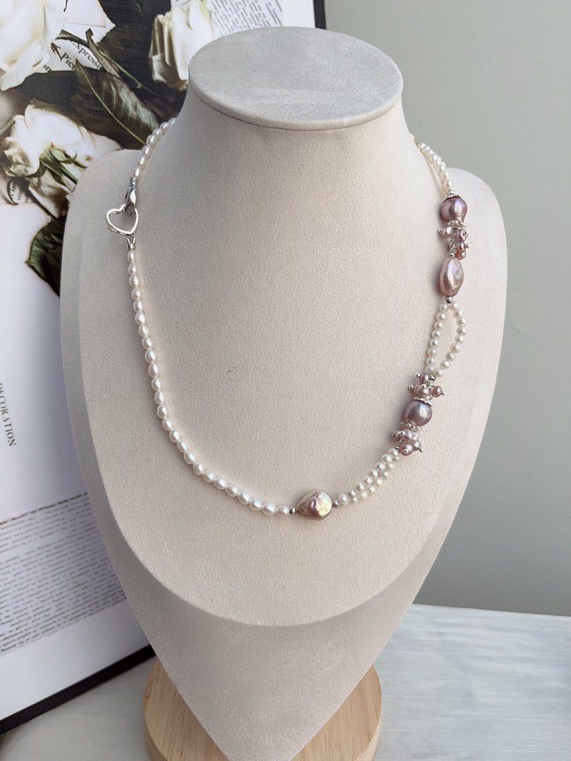 #PN868 [Floral Series] Freshwater Pearl Necklace | Avocado Lustre Baroque | Water-drop Pearl| 2-layer| Shine Every Day, Effortlessly | Anniversary Gift 💝