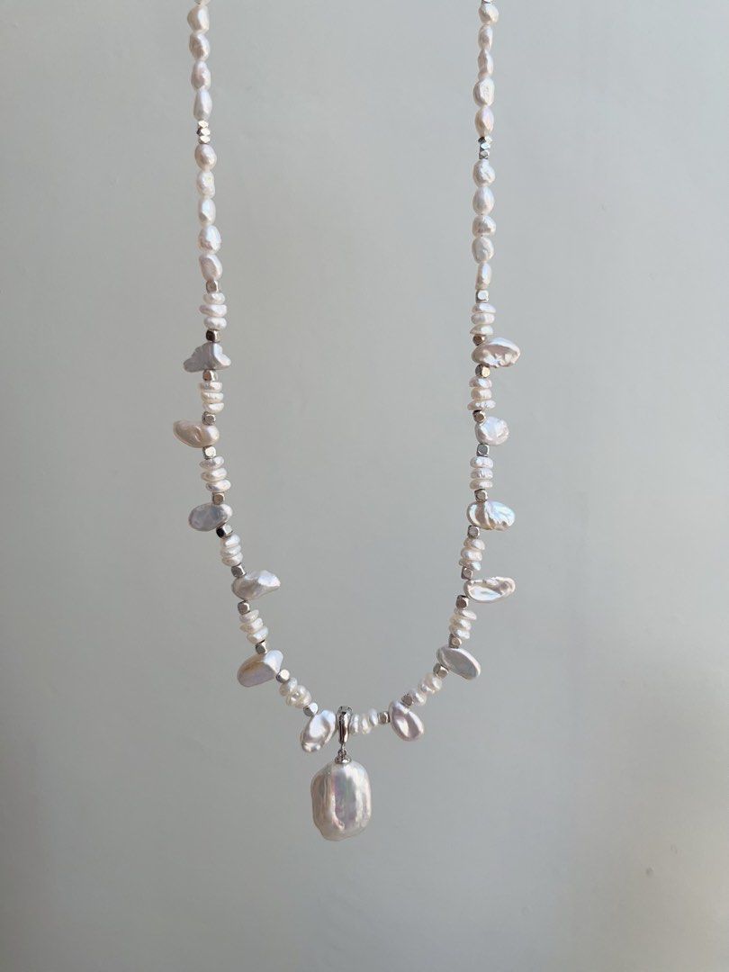 #PN869 Freshwater Pearl Necklace | Slim Petal Baroque | Square Shaped Pendant | Dainty | Jewels That Tell Stories | Gift Choice 💝