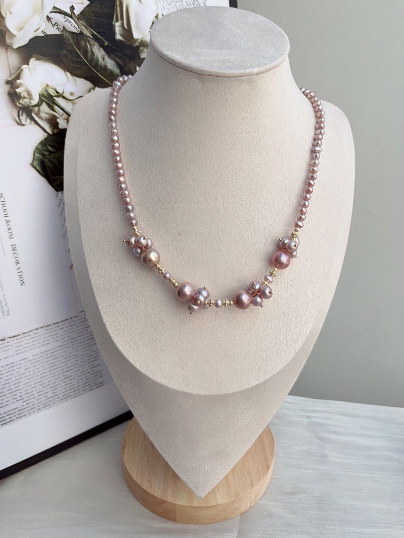 #PN871 [Floral Series] Freshwater Pearl Necklace | Chunky Petals| Avocado Baroque | Lustrous Purple | Elevate Your Everyday Look| Recommended Gift 🎁