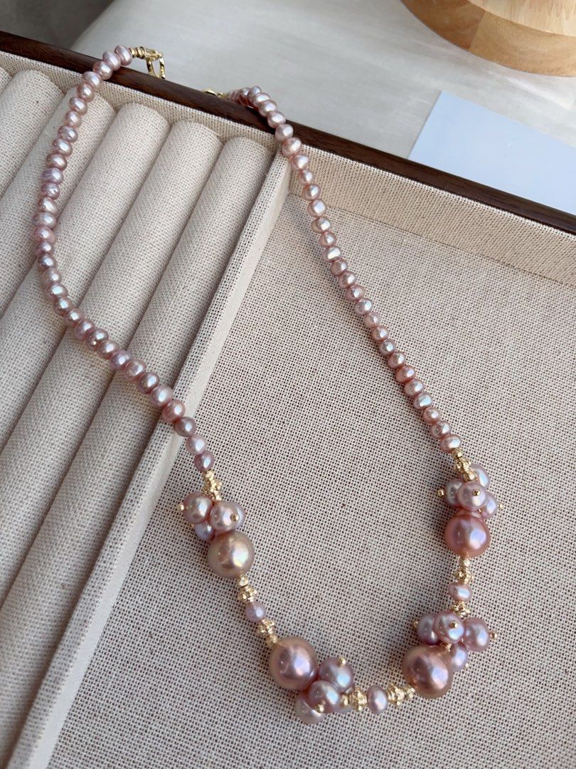 #PN871 [Floral Series] Freshwater Pearl Necklace | Chunky Petals| Avocado Baroque | Lustrous Purple | Elevate Your Everyday Look| Recommended Gift 🎁