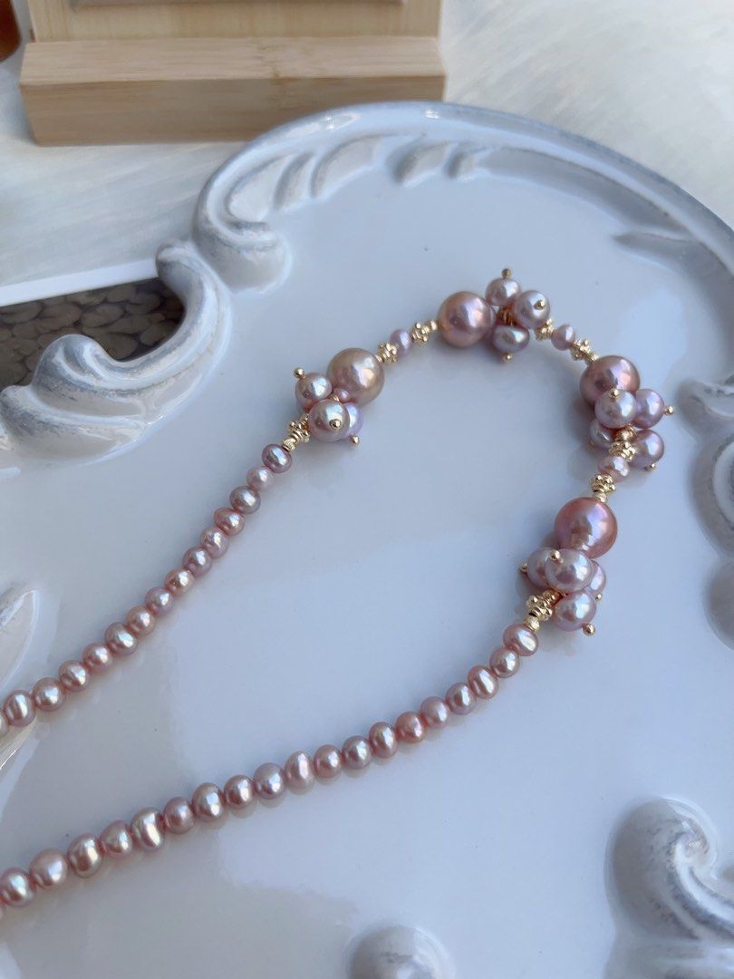 #PN871 [Floral Series] Freshwater Pearl Necklace | Chunky Petals| Avocado Baroque | Lustrous Purple | Elevate Your Everyday Look| Recommended Gift 🎁