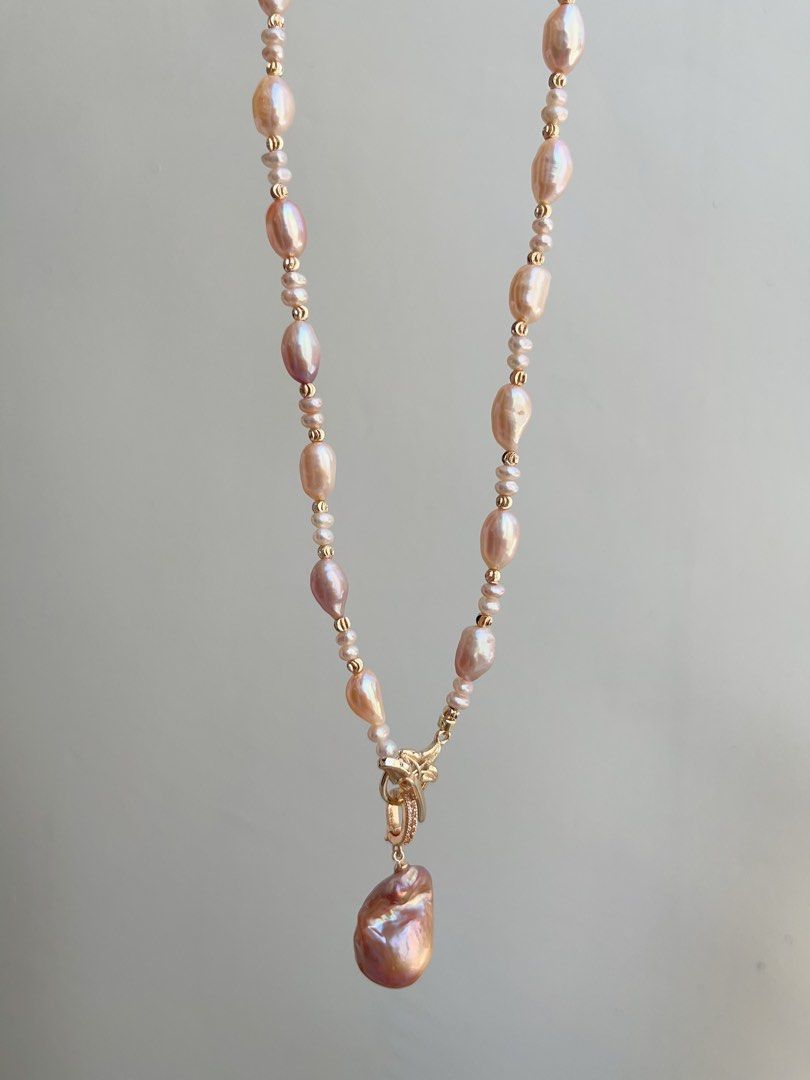 #PN872 Freshwater Pearl Necklace | Summer Dopamine Palette | 51cm Sweater Necklace | Detachable Fishtail Baroque Pendant | Beauty in Every Detail| Gift 💝 Choices