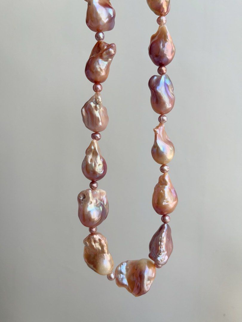 #PN875 Freshwater Pearl Necklace & Earrings Set | Big Lustrous Fishtail Baroque Pearl | Lavender Purple | Natural Flaws | Dumpling Shape | Because You Deserve Radiance | Perfect For Gift| Wedding, Anniversary, Birthday