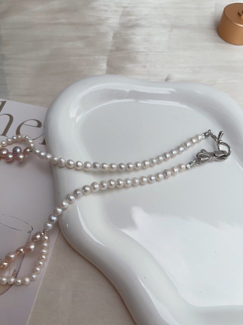 #PN890 [Floral Series] Freshwater Pearl Necklace | Baby Pearl Lace| Purple Fishtail Baroque| Lustrous| Dangling Dainty Charms| Dress to Entertain Yourself | Gift 🎁 Choice