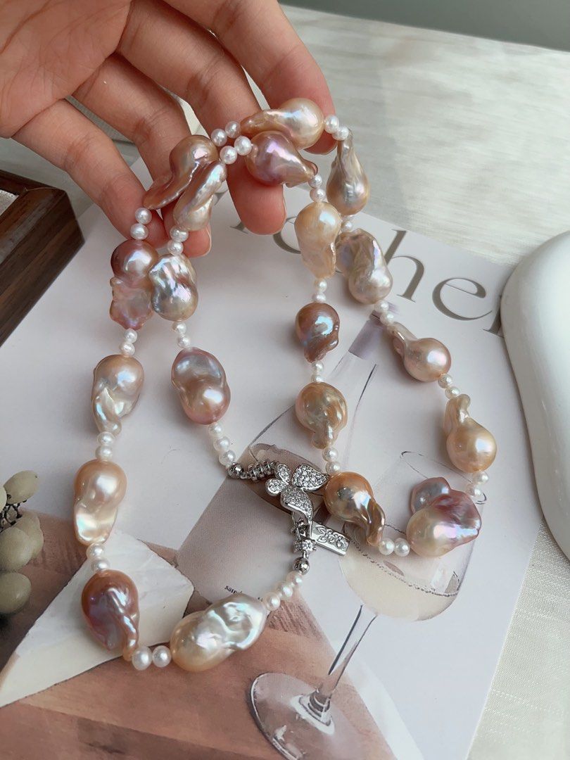 #PN891 Freshwater Pearl Necklace | Golden Purple Lustrous Fishtail Baroque | 63cm Long| Multiple Wearing Ways| You Deserve It| Gift to Yourself
