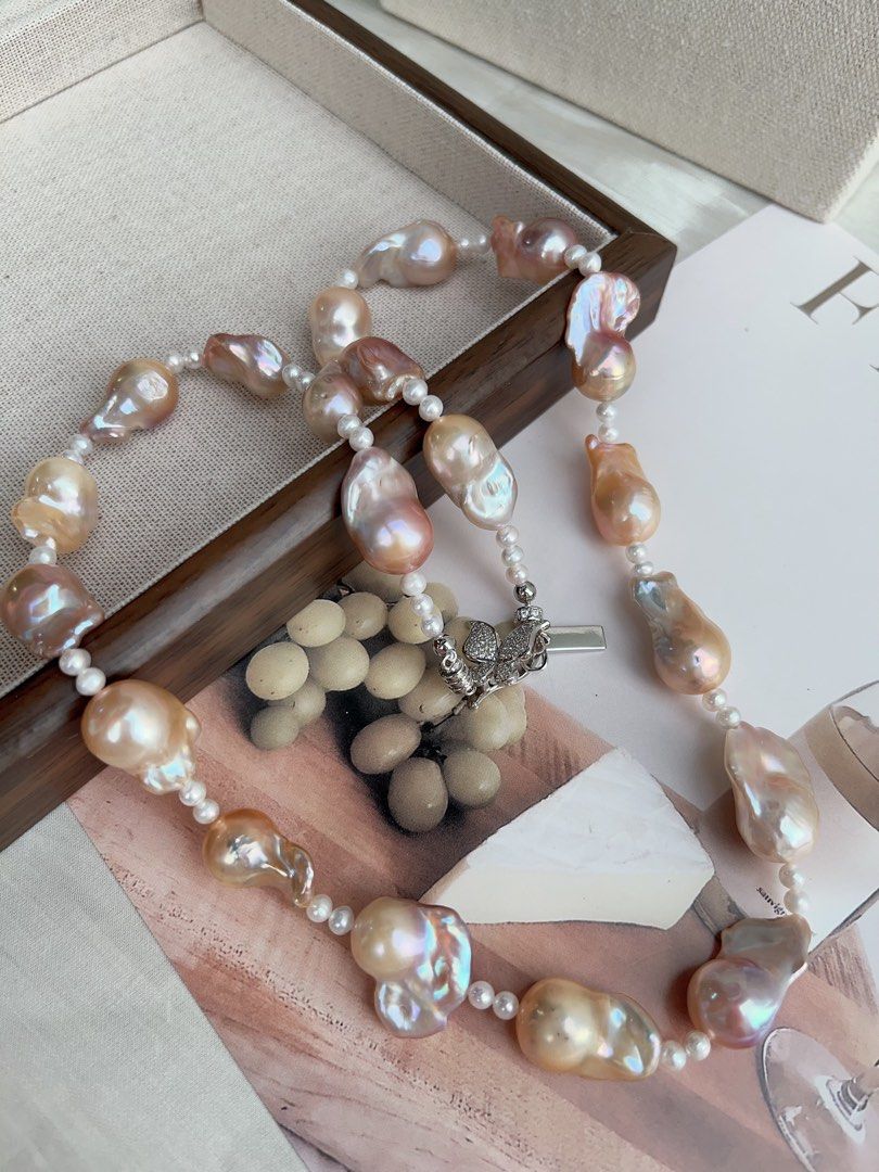 #PN891 Freshwater Pearl Necklace | Golden Purple Lustrous Fishtail Baroque | 63cm Long| Multiple Wearing Ways| You Deserve It| Gift to Yourself