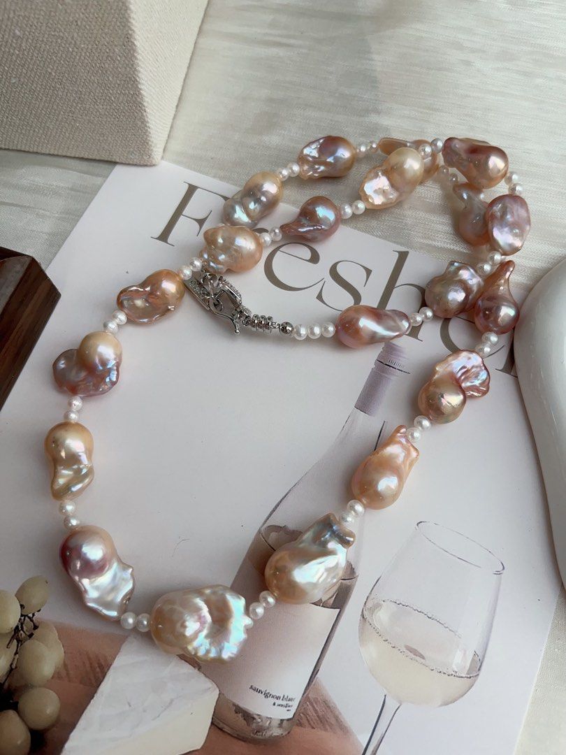 #PN891 Freshwater Pearl Necklace | Golden Purple Lustrous Fishtail Baroque | 63cm Long| Multiple Wearing Ways| You Deserve It| Gift to Yourself