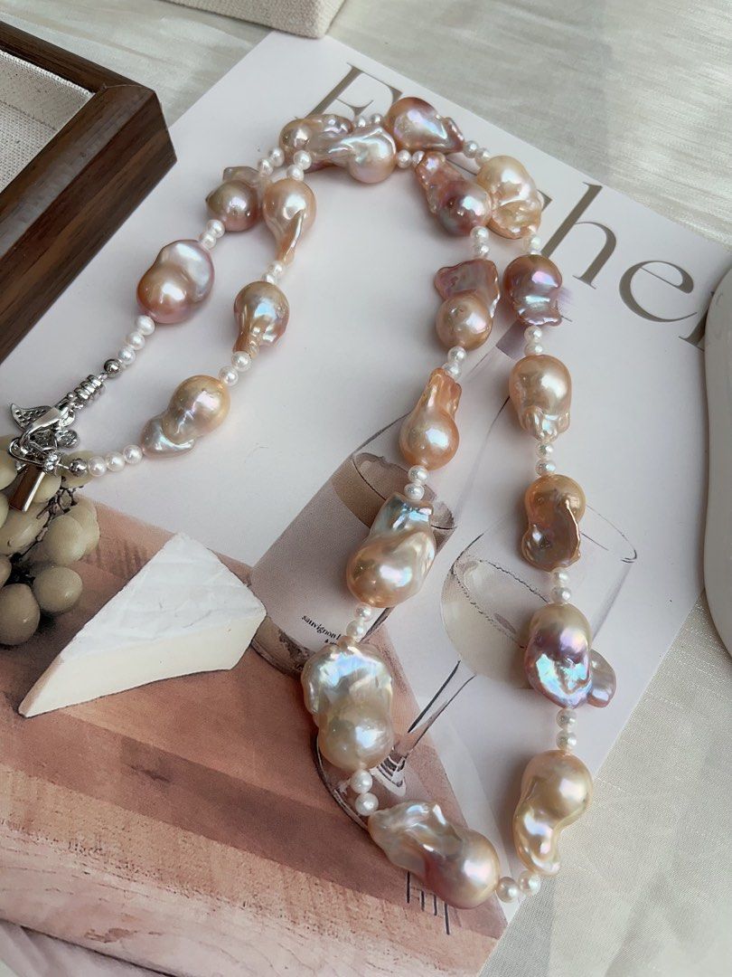 #PN891 Freshwater Pearl Necklace | Golden Purple Lustrous Fishtail Baroque | 63cm Long| Multiple Wearing Ways| You Deserve It| Gift to Yourself