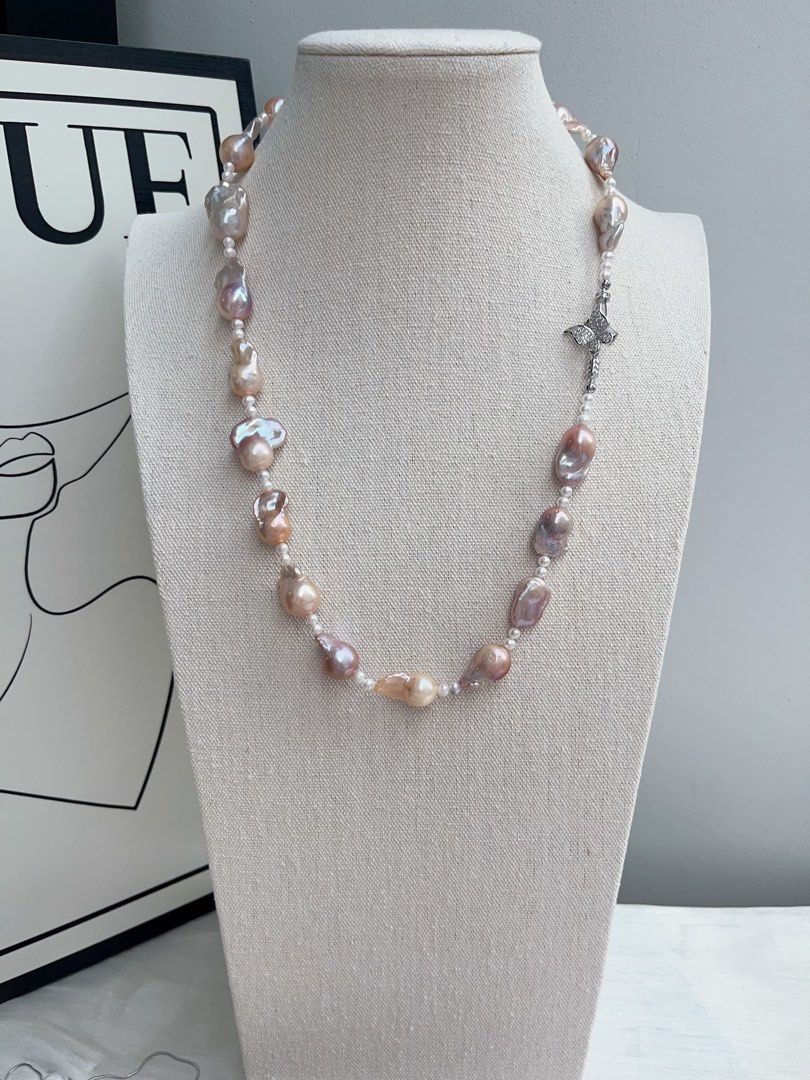 #PN891 Freshwater Pearl Necklace | Golden Purple Lustrous Fishtail Baroque | 63cm Long| Multiple Wearing Ways| You Deserve It| Gift to Yourself
