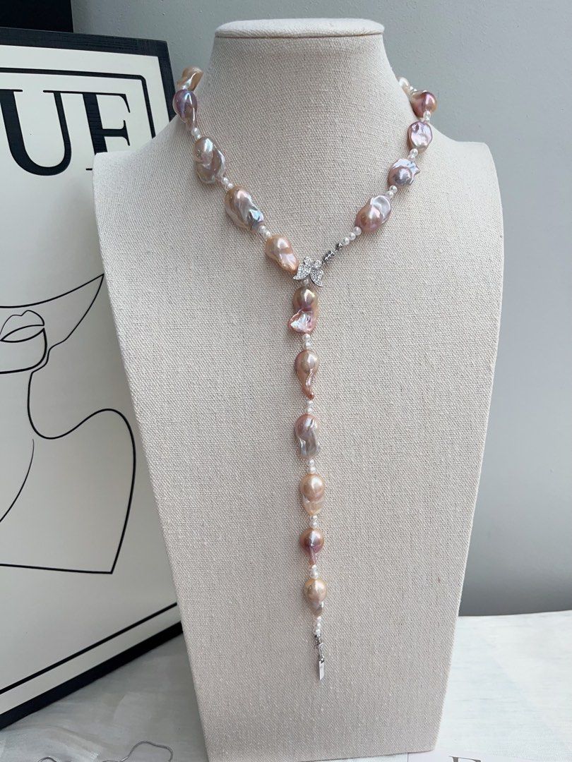 #PN891 Freshwater Pearl Necklace | Golden Purple Lustrous Fishtail Baroque | 63cm Long| Multiple Wearing Ways| You Deserve It| Gift to Yourself