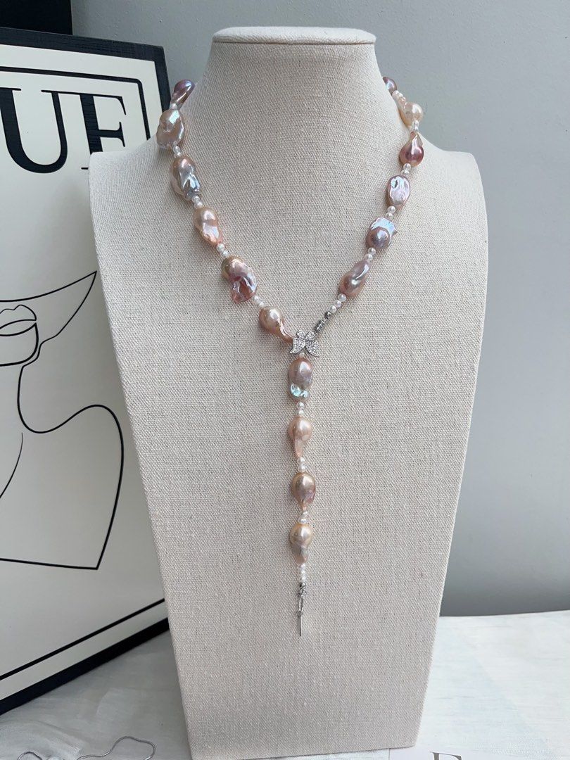 #PN891 Freshwater Pearl Necklace | Golden Purple Lustrous Fishtail Baroque | 63cm Long| Multiple Wearing Ways| You Deserve It| Gift to Yourself