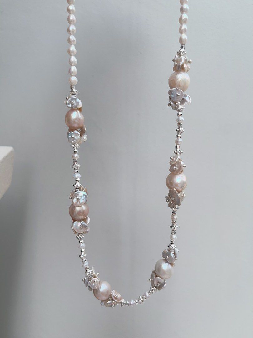 #PN893 [Floral Series] Freshwater Pearl Necklace | 52cm Long| Pretty Beige Shade| Petals| Style Effortlessly Every Day| Gift 🎁 Choice