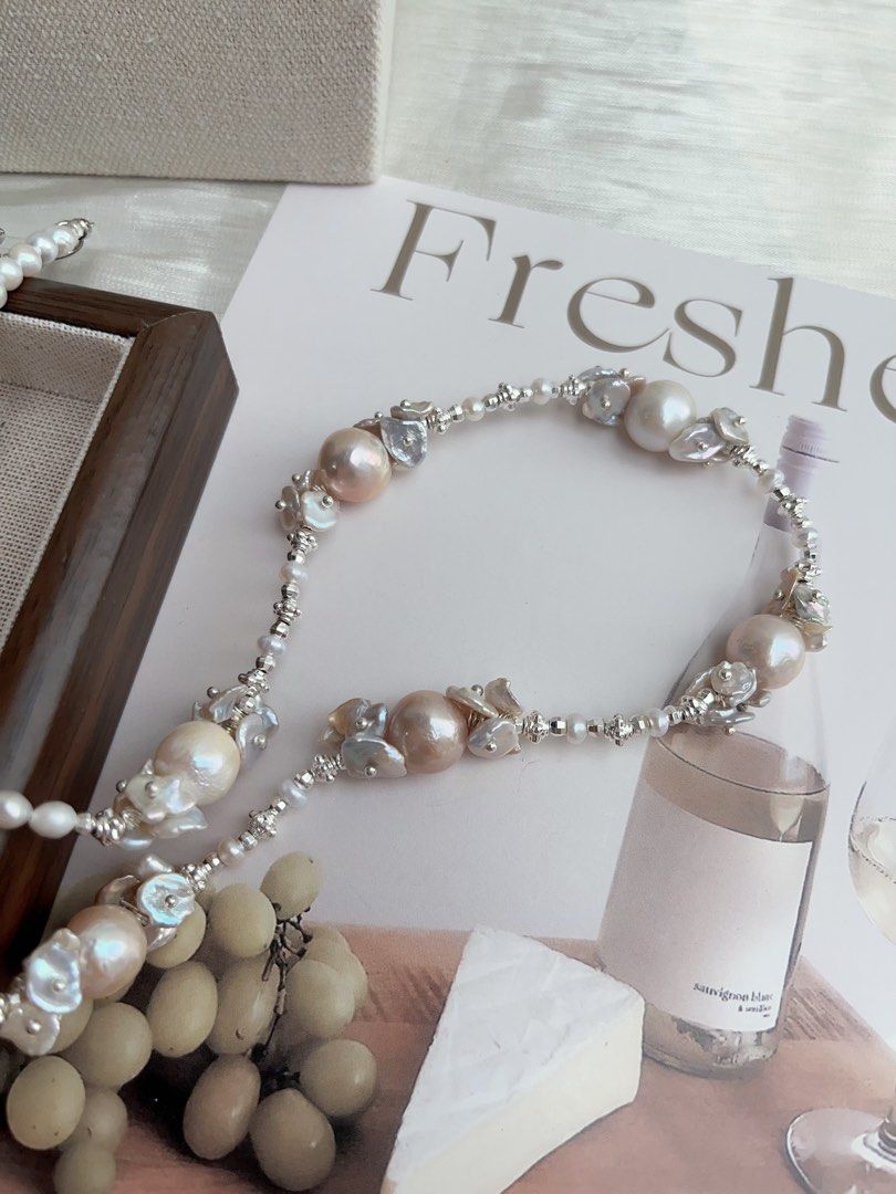 #PN893 [Floral Series] Freshwater Pearl Necklace | 52cm Long| Pretty Beige Shade| Petals| Style Effortlessly Every Day| Gift 🎁 Choice
