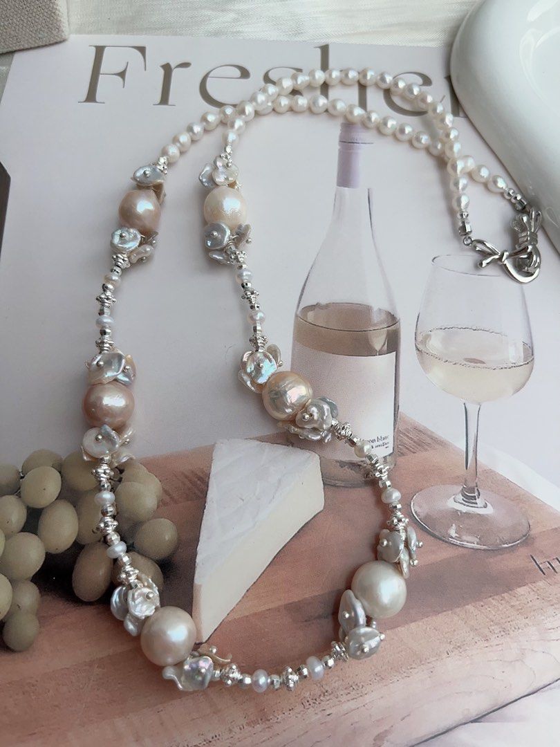 #PN893 [Floral Series] Freshwater Pearl Necklace | 52cm Long| Pretty Beige Shade| Petals| Style Effortlessly Every Day| Gift 🎁 Choice