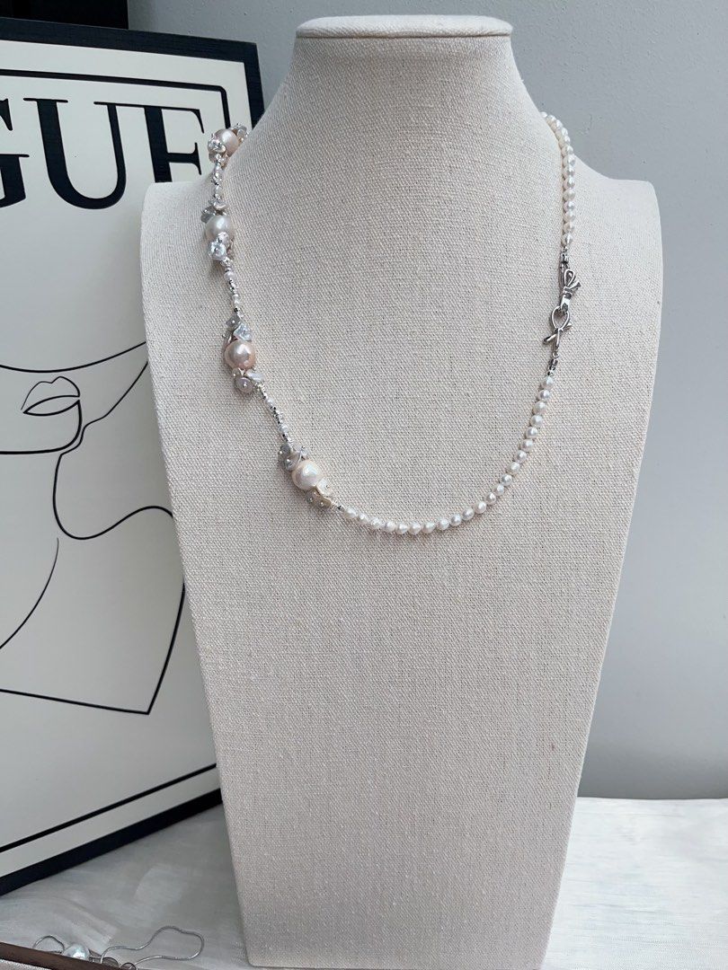 #PN893 [Floral Series] Freshwater Pearl Necklace | 52cm Long| Pretty Beige Shade| Petals| Style Effortlessly Every Day| Gift 🎁 Choice