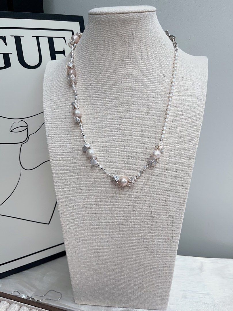 #PN893 [Floral Series] Freshwater Pearl Necklace | 52cm Long| Pretty Beige Shade| Petals| Style Effortlessly Every Day| Gift 🎁 Choice