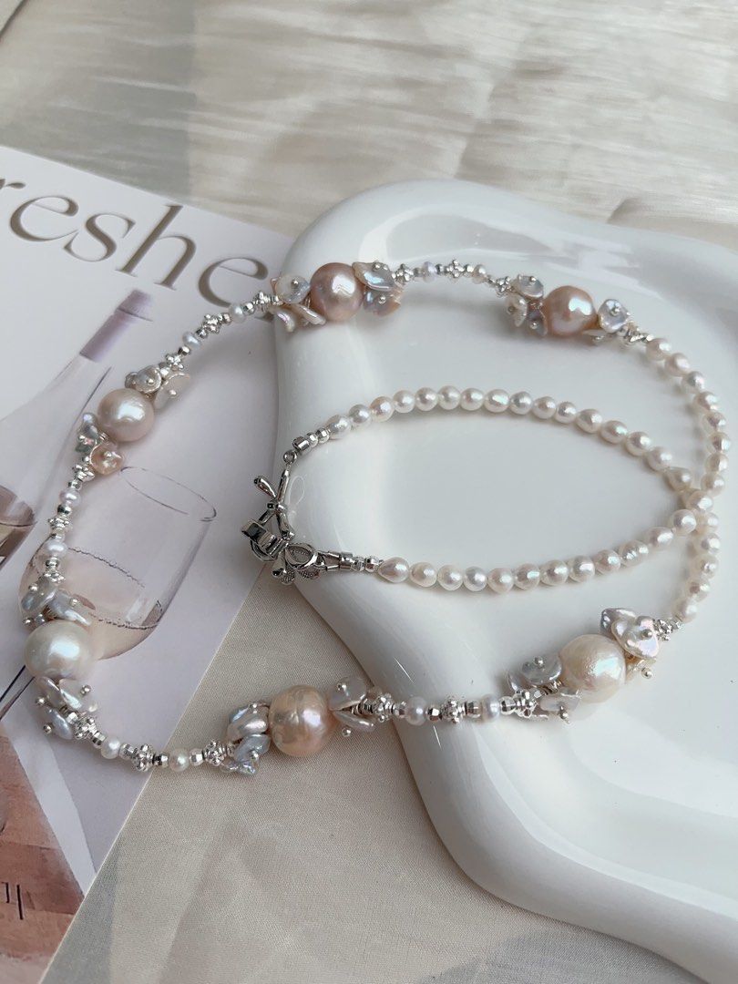 #PN893 [Floral Series] Freshwater Pearl Necklace | 52cm Long| Pretty Beige Shade| Petals| Style Effortlessly Every Day| Gift 🎁 Choice