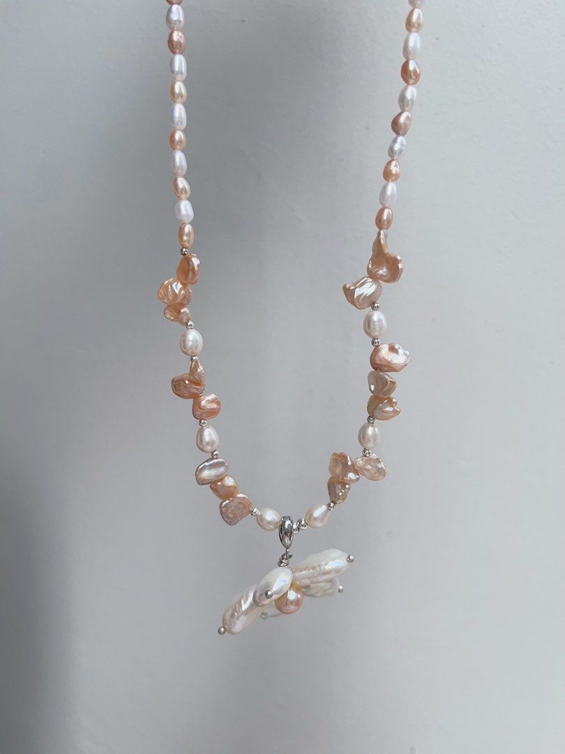 #PN894 Freshwater Pearl Necklace | Champagne Petals| White Flower Pendant | Removable | Lustrous | Iconic Design| The Pearl Piece You Need Now| Holiday Gifts 🎁