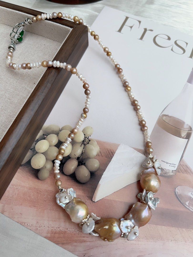 #PN896 [Customer Appreciation] [Floral Series] Freshwater Pearl Necklace | Golden Splash | Fishtail Baroque | Petals| Baby Pearl| Just What Your Wardrobe Lacks