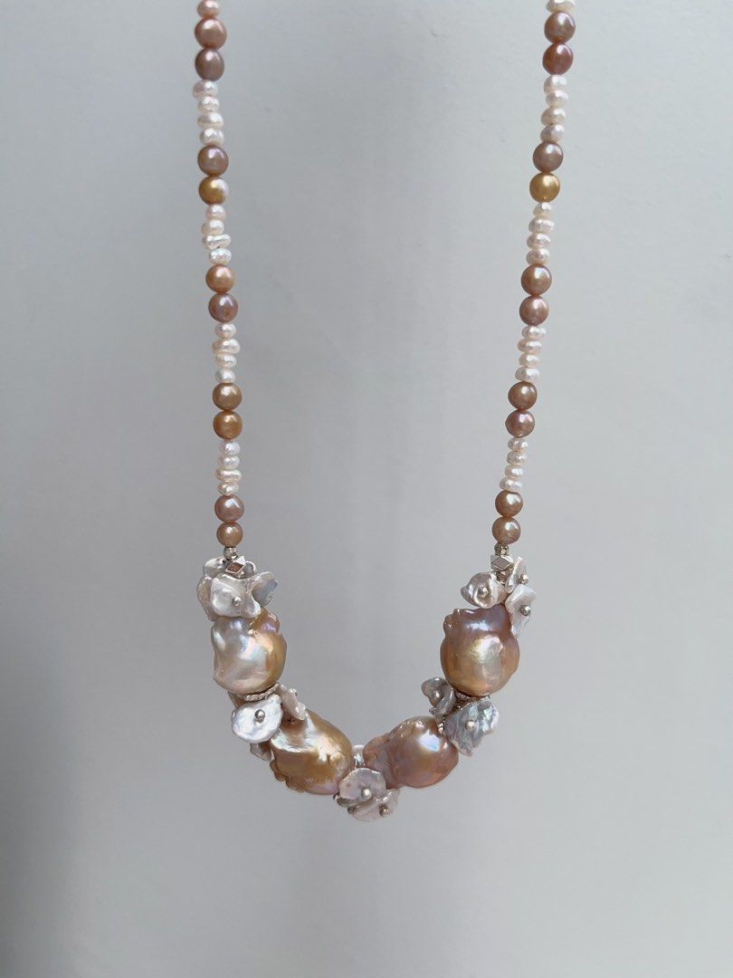 #PN896 [Customer Appreciation] [Floral Series] Freshwater Pearl Necklace | Golden Splash | Fishtail Baroque | Petals| Baby Pearl| Just What Your Wardrobe Lacks