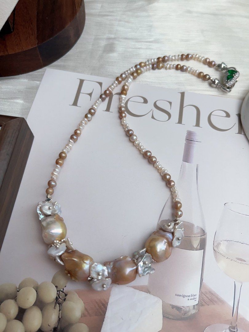 #PN896 [Customer Appreciation] [Floral Series] Freshwater Pearl Necklace | Golden Splash | Fishtail Baroque | Petals| Baby Pearl| Just What Your Wardrobe Lacks