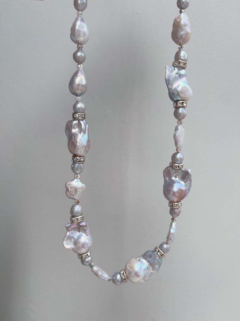 #PN898 Freshwater Pearl Necklace | Blue-purple Lustre Fishtail Baroque | Excellent Lustre| Star Shaped Pearl| Stars In Your Hands| Jewelry that You Cannot Resist