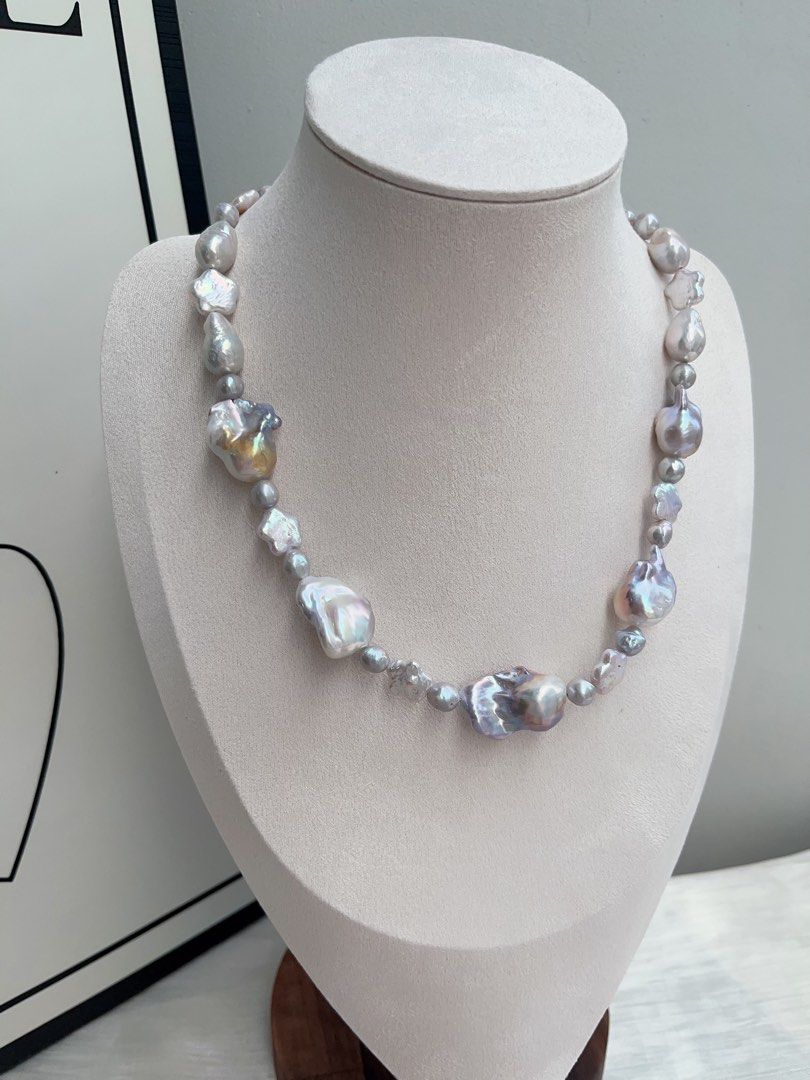 #PN899 Freshwater Pearl Necklace | Purple Blue Lustre | Fishtail Baroque Pearl | Madama Pearl| Star Baroque | Salty & Sweetie| Natural Flaws| Cool OL Style