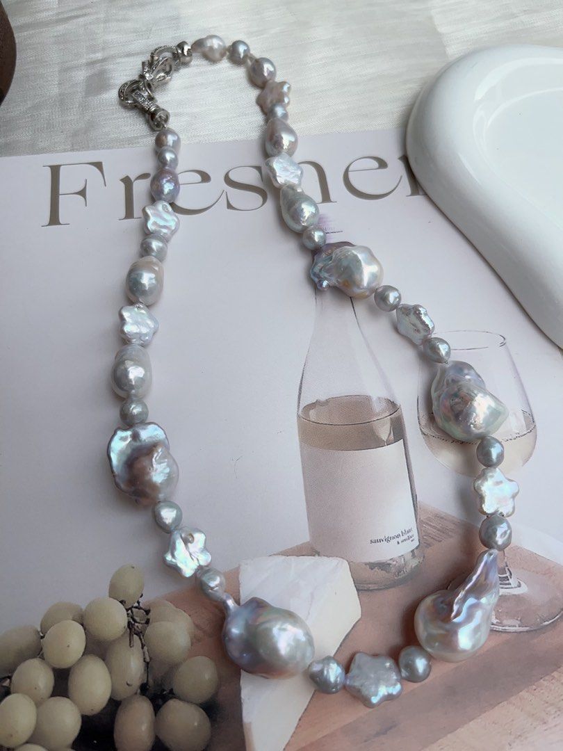 #PN899 Freshwater Pearl Necklace | Purple Blue Lustre | Fishtail Baroque Pearl | Madama Pearl| Star Baroque | Salty & Sweetie| Natural Flaws| Cool OL Style