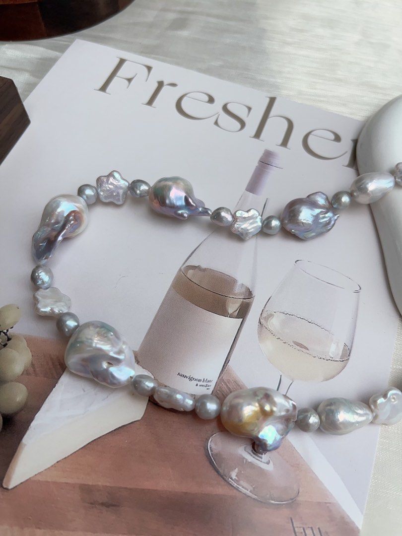 #PN899 Freshwater Pearl Necklace | Purple Blue Lustre | Fishtail Baroque Pearl | Madama Pearl| Star Baroque | Salty & Sweetie| Natural Flaws| Cool OL Style