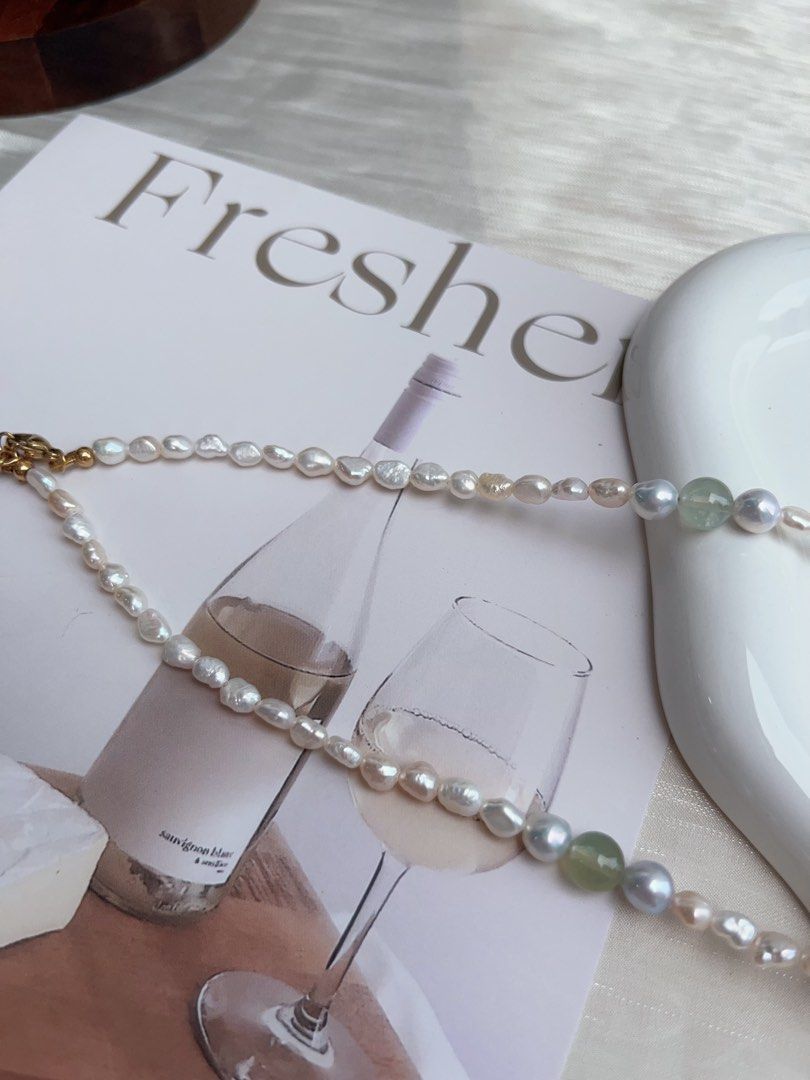 #PN903 Freshwater Pearl Necklace | Irregular Keshi Pearl | Lustrous Baroque | Fishtail Baroque | Amber| Not Over-exaggerated