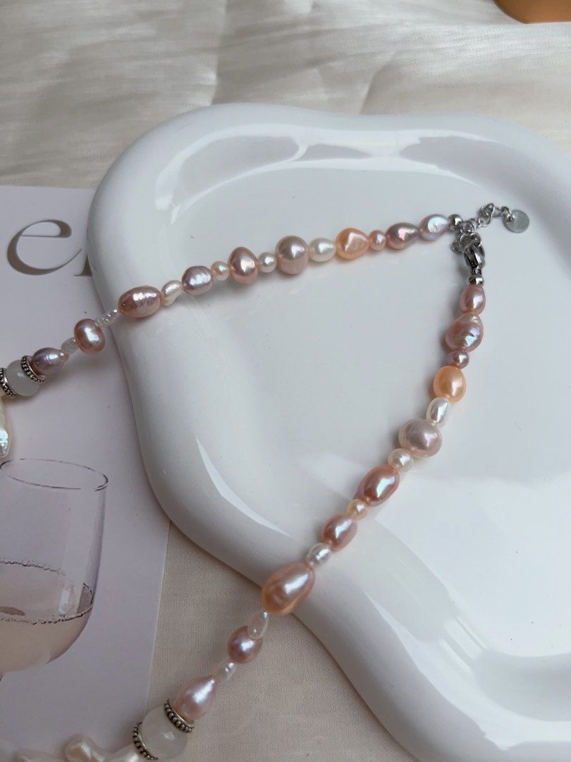 #PN907 Freshwater Pearl Necklace | Gate Pearl| Golden Purple Lustrous Big Baroque | Natural Flaws | Fire Quartz | Turning Heads| Genuine Design| One of A Kind