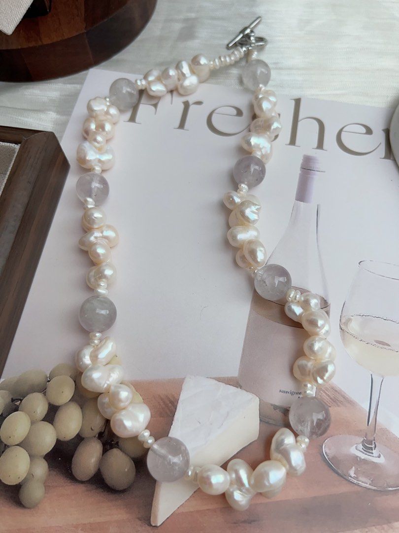 #PN908 Freshwater Pearl Necklace | Cute 🦆 Shaped Pearl| Amethyst | Clear & Light| You Like Something Special