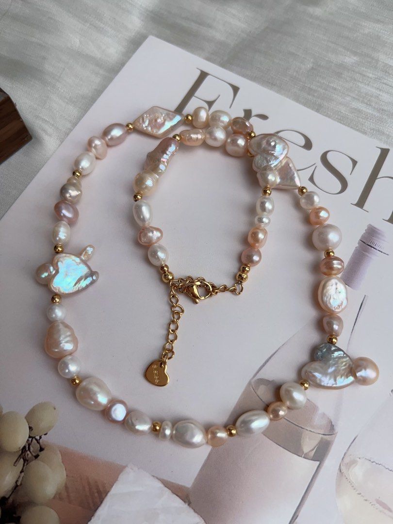 #PN918 Freshwater Pearl Necklace | Heart ♥️ Pearl | Irregular Baroque | Bird 🐦 Shaped | Cute & Fun| Freestyle