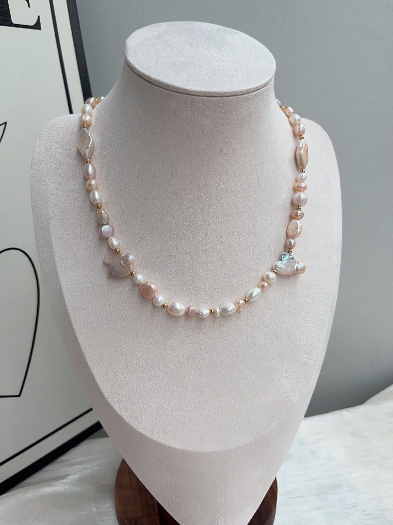#PN918 Freshwater Pearl Necklace | Heart ♥️ Pearl | Irregular Baroque | Bird 🐦 Shaped | Cute & Fun| Freestyle