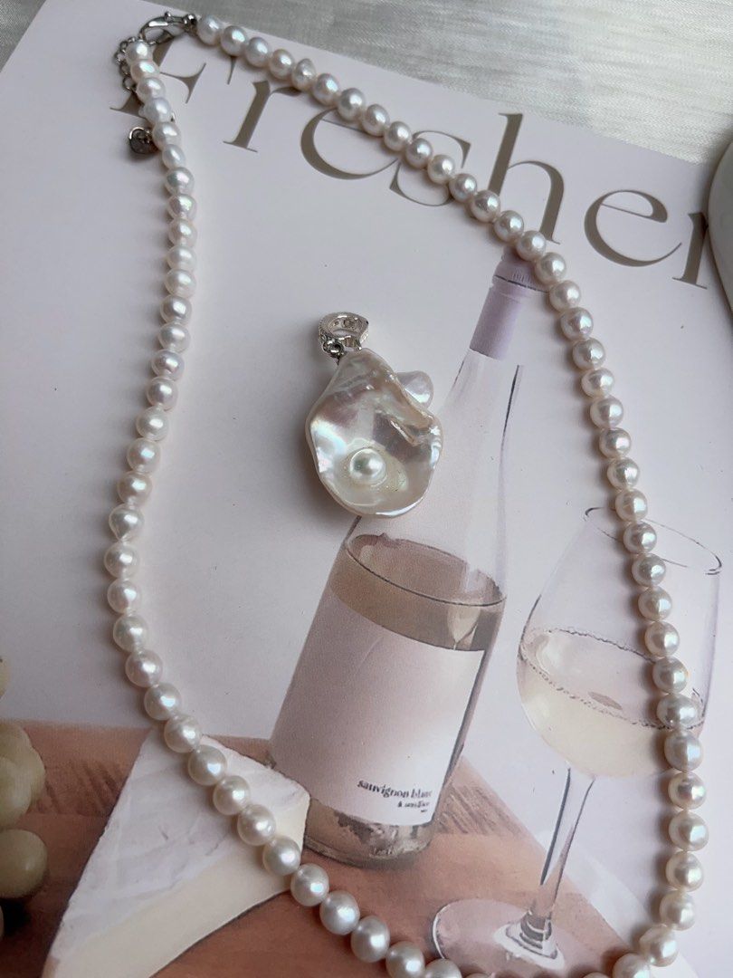 #PN921 Freshwater Pearl Necklace | Pearl In Shell Design | Detachable Pendant | Original Design | Nature Worship | Perfect for Gift 💝