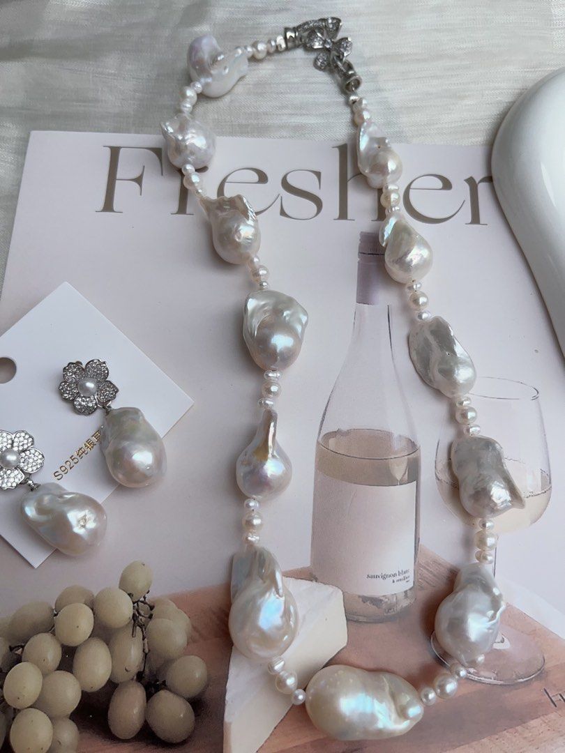 #PN924 Freshwater Pearl Necklace & Earrings Set | Milky Way| Lustrous | 42cm| Gentle, Vintage, Classic | Sweetie & Salty| Gift 🎁 Choice
