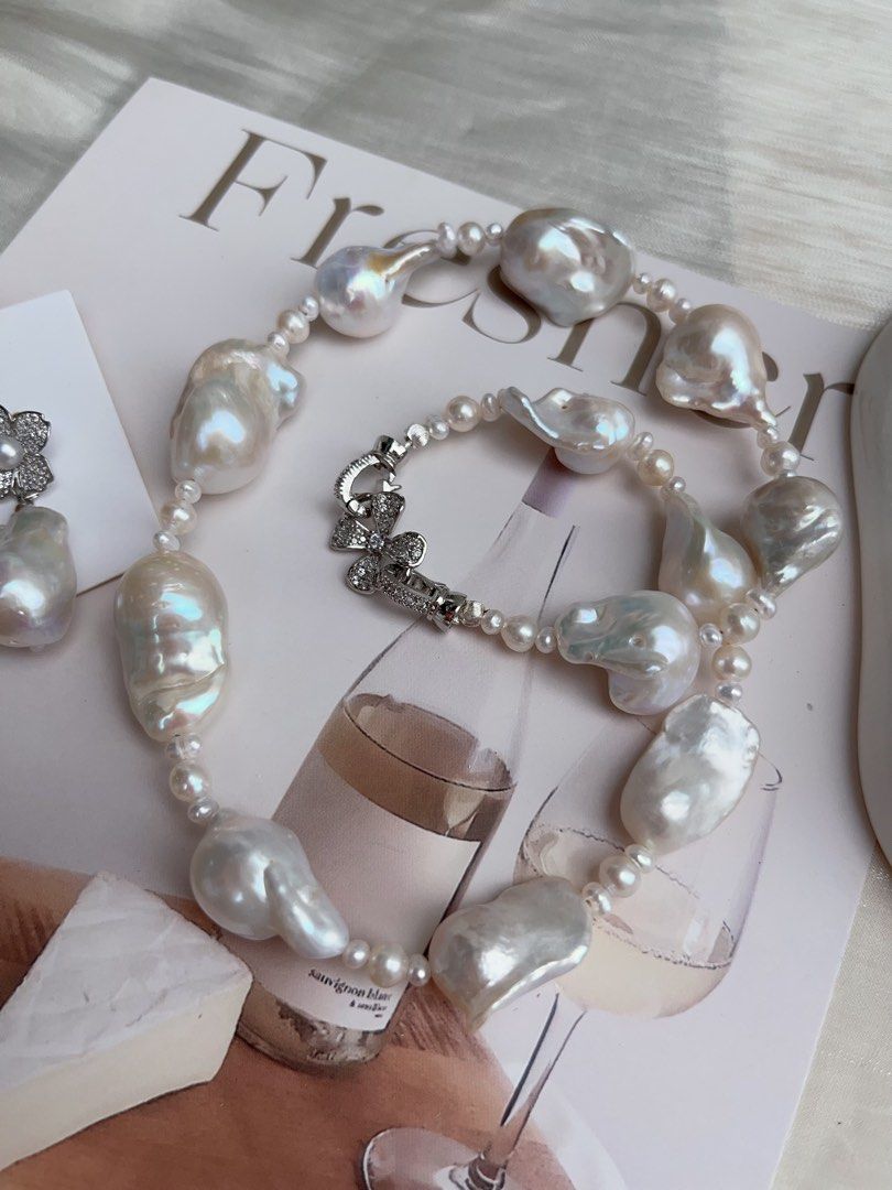 #PN924 Freshwater Pearl Necklace & Earrings Set | Milky Way| Lustrous | 42cm| Gentle, Vintage, Classic | Sweetie & Salty| Gift 🎁 Choice