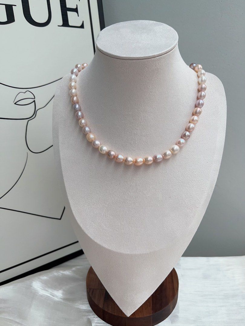 #PN926 Freshwater Pearl Necklace | Chunky Rice Baroque | Candy Colour | 8mm| “8” Shape Clasp| Minimalist