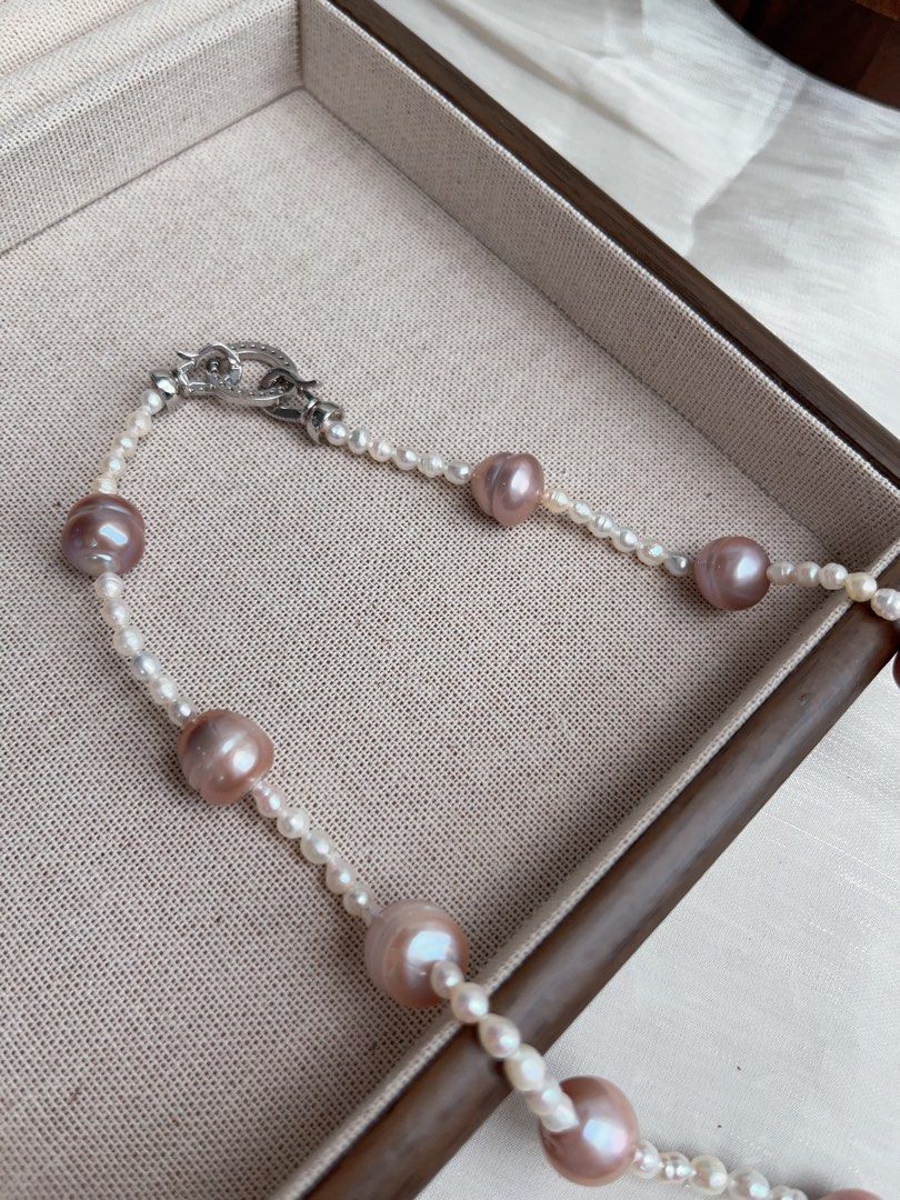 #PN931 Freshwater Pearl Necklace | AK Pearl 3-4mm| Purple Baroque 12mm| Growth Lines| Classic Design| Elegance Stays Forever | Gift 💝 Choice