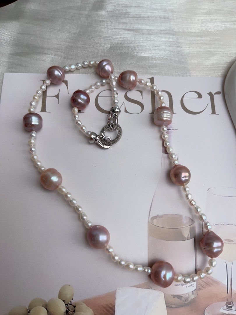 #PN931 Freshwater Pearl Necklace | AK Pearl 3-4mm| Purple Baroque 12mm| Growth Lines| Classic Design| Elegance Stays Forever | Gift 💝 Choice