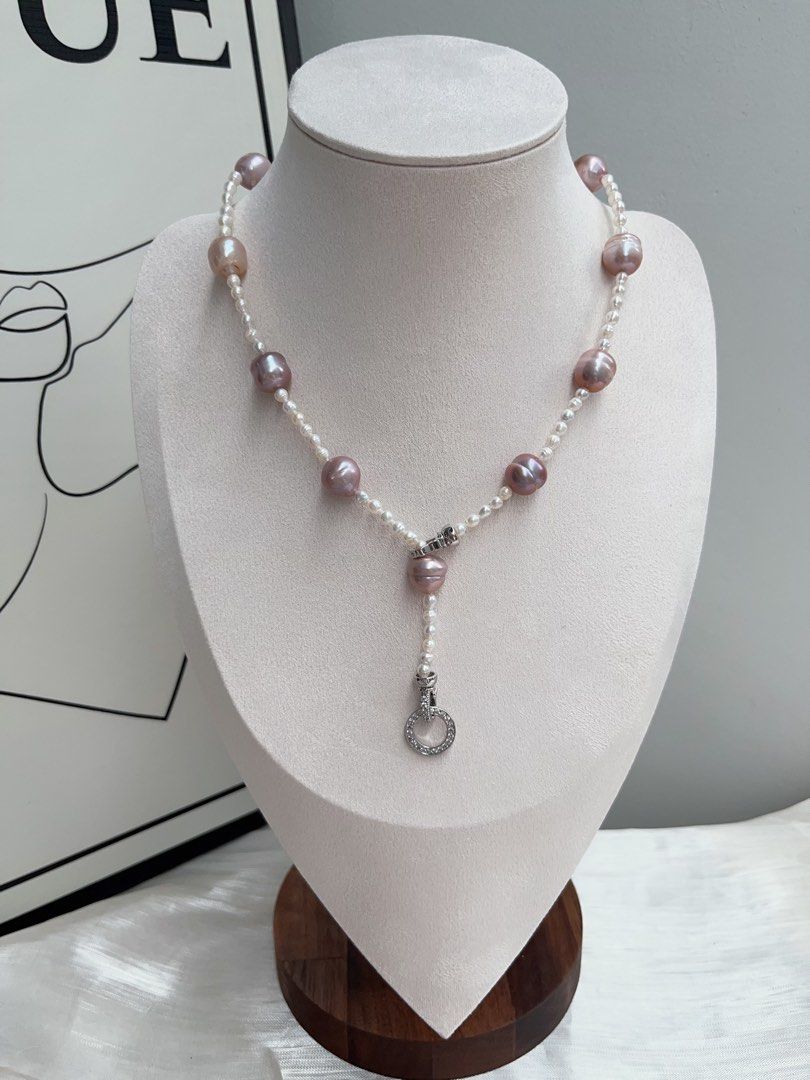 #PN931 Freshwater Pearl Necklace | AK Pearl 3-4mm| Purple Baroque 12mm| Growth Lines| Classic Design| Elegance Stays Forever | Gift 💝 Choice
