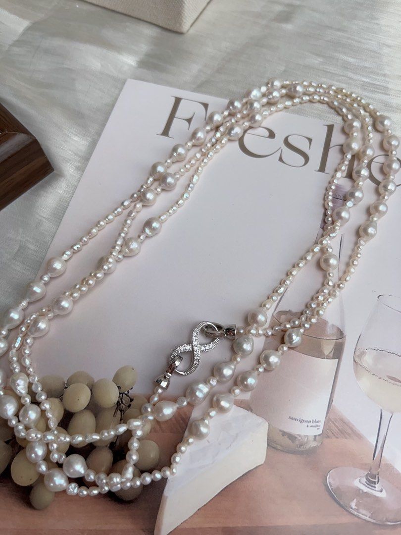 #PN932 Freshwater Pearl Necklace | Super Long 134cm Sweater Necklace | AK Pearl 3-4mm| 6mm| Multiple Way of Wearing | Elegant & Classic | Gift to Yourself