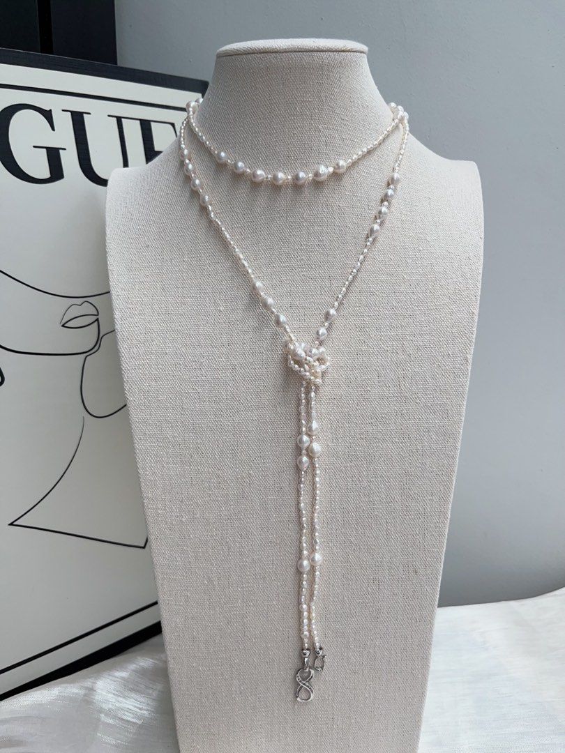 #PN932 Freshwater Pearl Necklace | Super Long 134cm Sweater Necklace | AK Pearl 3-4mm| 6mm| Multiple Way of Wearing | Elegant & Classic | Gift to Yourself