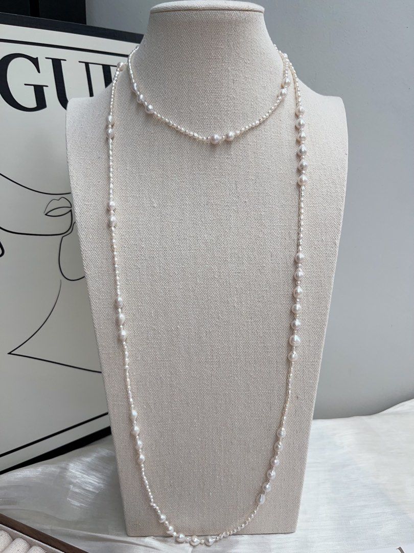 #PN932 Freshwater Pearl Necklace | Super Long 134cm Sweater Necklace | AK Pearl 3-4mm| 6mm| Multiple Way of Wearing | Elegant & Classic | Gift to Yourself