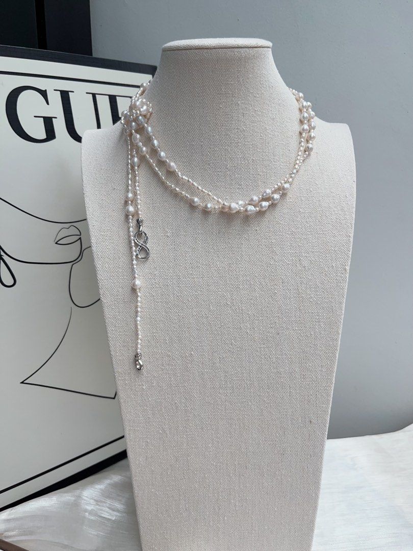 #PN932 Freshwater Pearl Necklace | Super Long 134cm Sweater Necklace | AK Pearl 3-4mm| 6mm| Multiple Way of Wearing | Elegant & Classic | Gift to Yourself