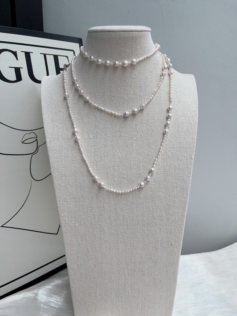 #PN932 Freshwater Pearl Necklace | Super Long 134cm Sweater Necklace | AK Pearl 3-4mm| 6mm| Multiple Way of Wearing | Elegant & Classic | Gift to Yourself