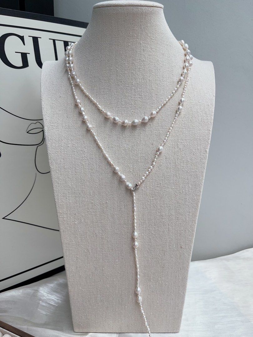 #PN932 Freshwater Pearl Necklace | Super Long 134cm Sweater Necklace | AK Pearl 3-4mm| 6mm| Multiple Way of Wearing | Elegant & Classic | Gift to Yourself