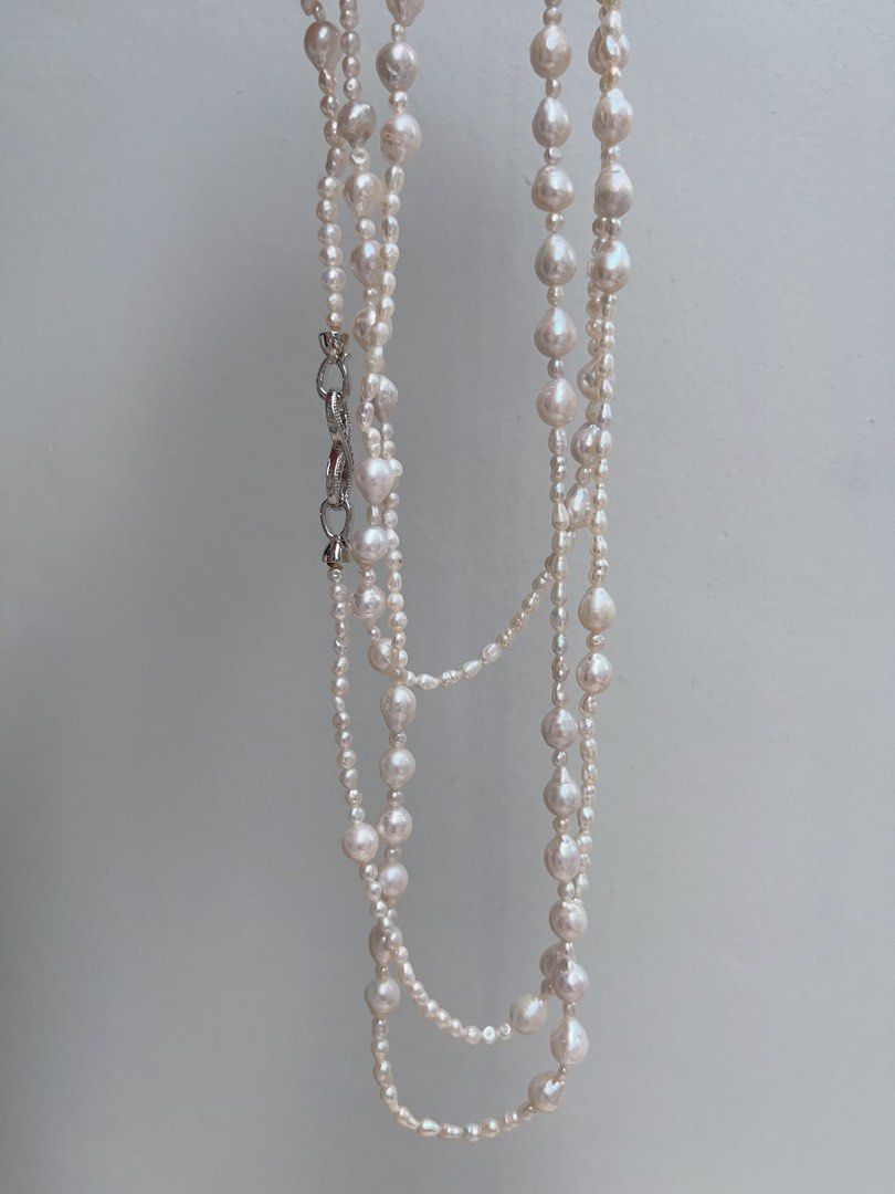 #PN932 Freshwater Pearl Necklace | Super Long 134cm Sweater Necklace | AK Pearl 3-4mm| 6mm| Multiple Way of Wearing | Elegant & Classic | Gift to Yourself