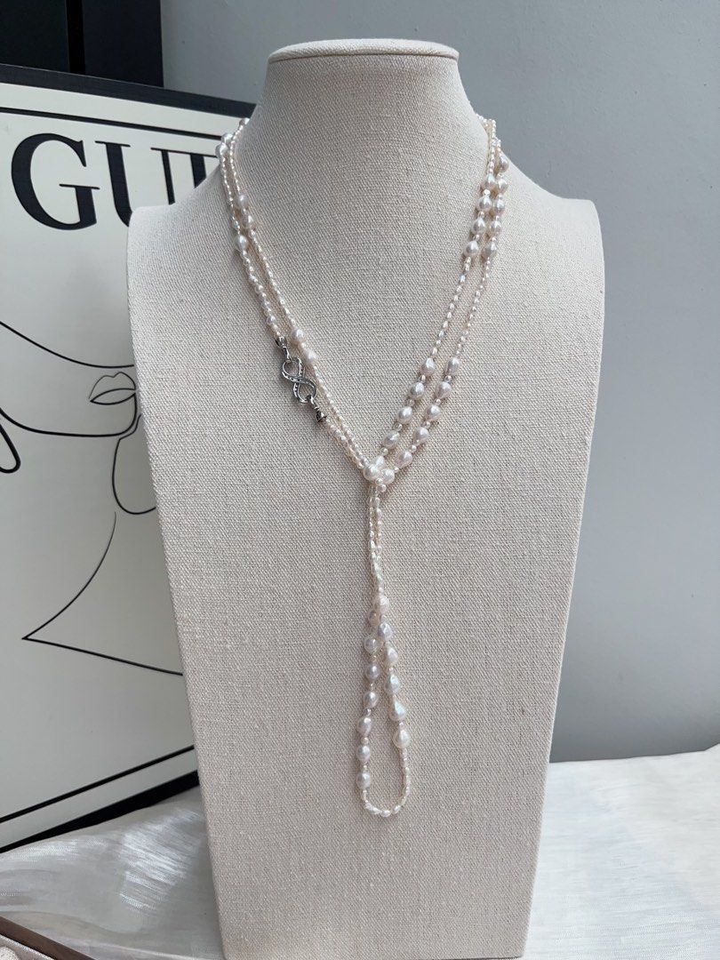 #PN932 Freshwater Pearl Necklace | Super Long 134cm Sweater Necklace | AK Pearl 3-4mm| 6mm| Multiple Way of Wearing | Elegant & Classic | Gift to Yourself