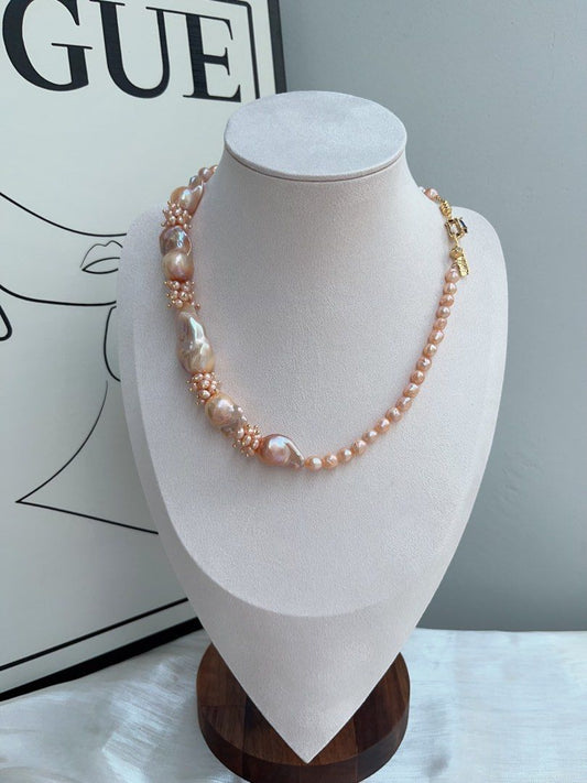 #PN936 [Floral Series] Freshwater Pearl Necklace | Orange 🍊 Juice | Orange-golden Lustrous Baroque | Fishtail Baroque | Excellent Lustre | Golden Times| Anniversary Gift 💝 | Golden Wishes to You